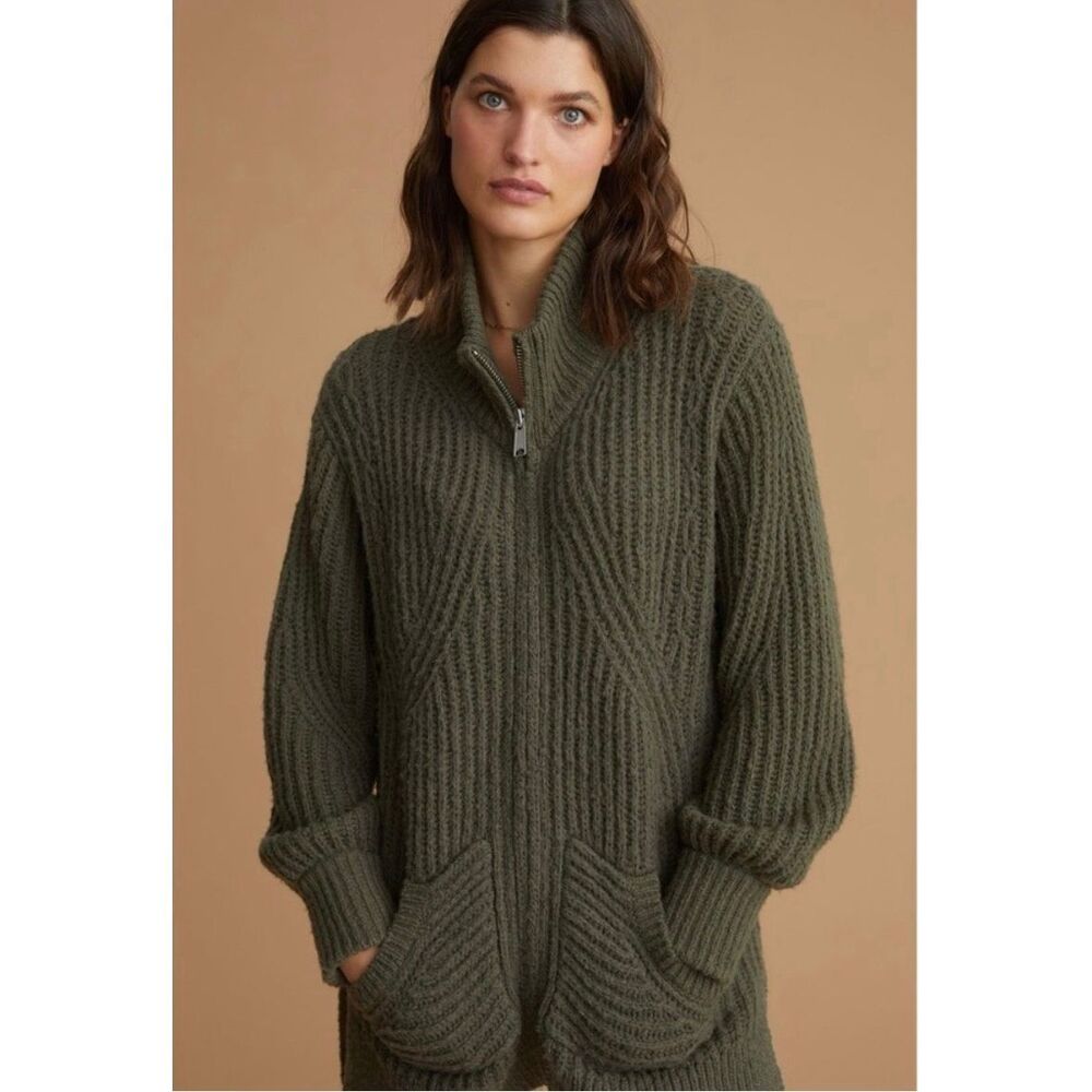 ANTHROPOLOGIE Pilcro Zip-Front Longline Cardigan S